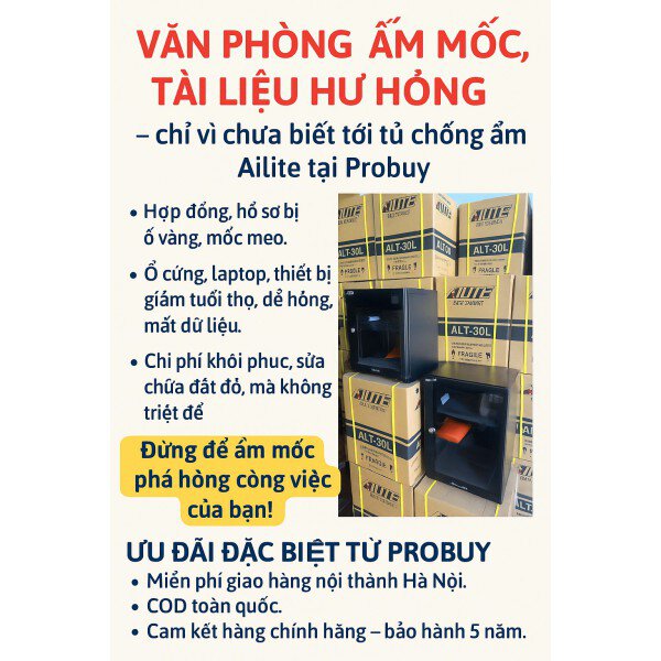 Khó Khăn Với Độ Ẩm Cao Tại Văn Phòng Và Giải Pháp Tủ Chống Ẩm Ailite Tại Probuy