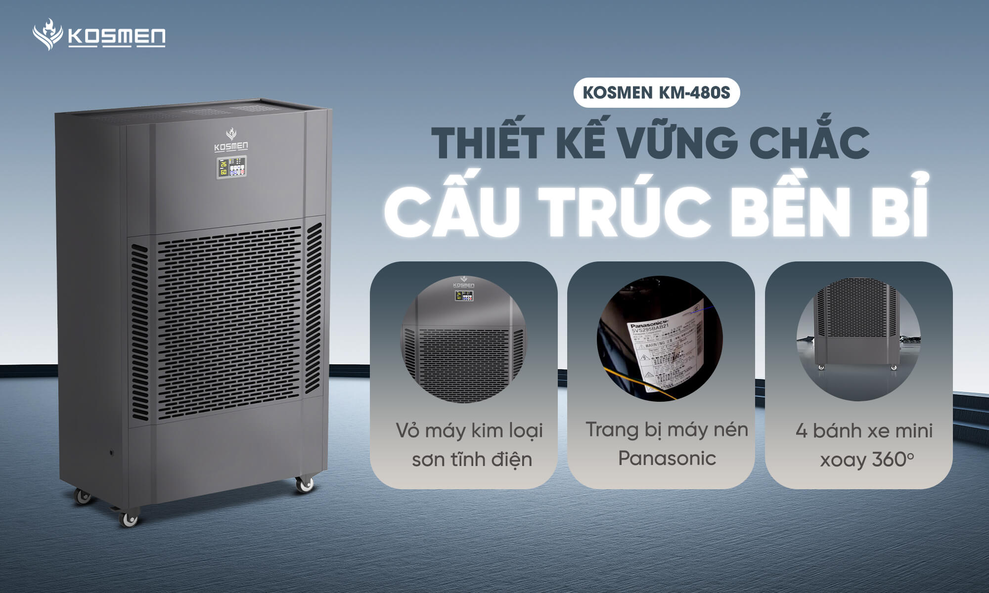 Kosmen KM-480S sử dụng hệ thống máy nén từ thương hiệu mang tầm quốc tế Panasonic