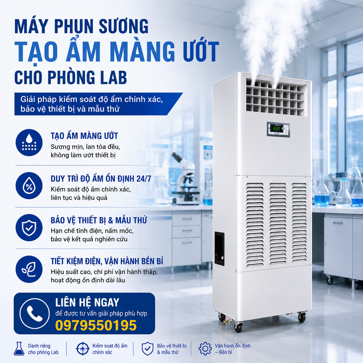 Máy phun sương tạo ẩm màng ướt dành cho phòng lab